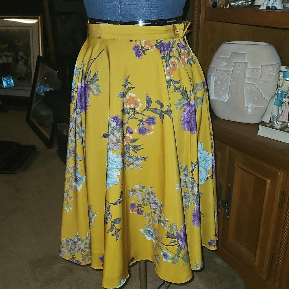 Modcloth Bea Dot Satin A Line Midi Circle Skirt Small